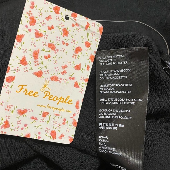 Free People Boho Black One Shoulder Top Medium - Picture 9 of 9